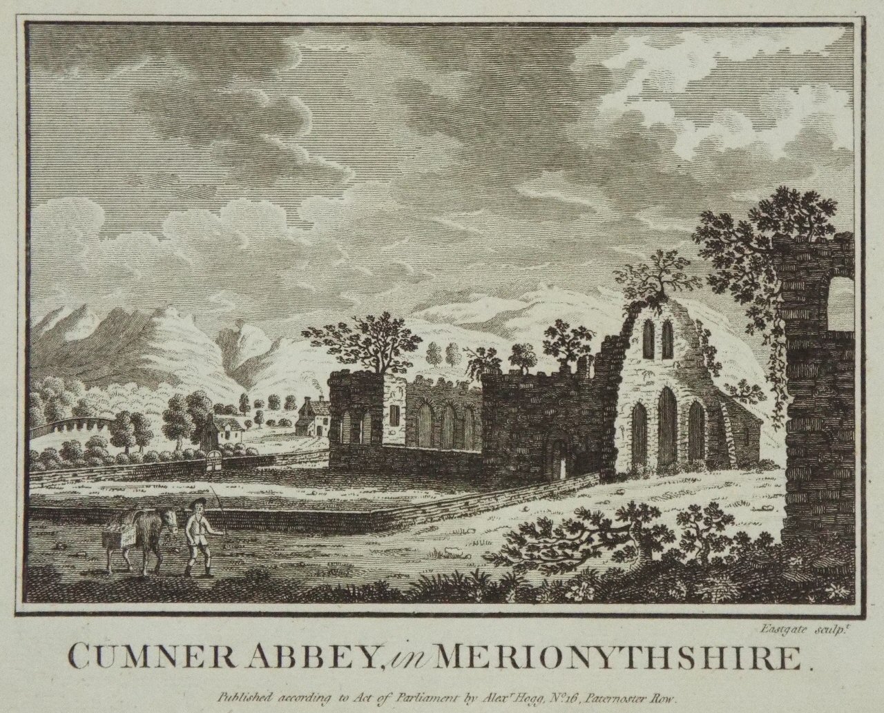 Print - Cumner Abbey, in Merionethshire.